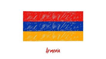 marcador de bandeira nacional da armênia ou vetor de ilustração de esboço a lápis