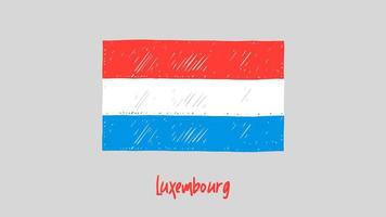 marcador de bandeira nacional do país de luxemburgo ou vetor de ilustração de esboço a lápis