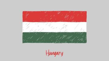 marcador de bandeira nacional da Hungria ou vetor de ilustração de esboço a lápis