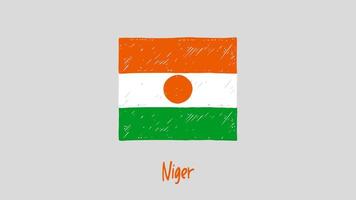 marcador de bandeira nacional do país niger ou vetor de ilustração de esboço a lápis