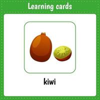 cartões de aprendizagem para crianças. kiwi. fruta. vetor