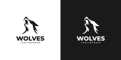 ilustração de design de logotipo de lobo uivando vetor