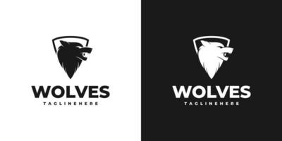 ilustração de silhueta de design de logotipo de lobo uivando vetor
