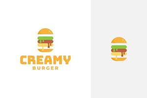 vetor de design de logotipo de hambúrguer cremoso