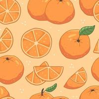 sem costura padrão com laranjas inteiras e fatias. fundo de ilustração vetorial de frutas. vetor