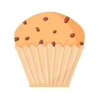 delicioso lindo cupcake com passas. muffin em casa. sobremesa apetitosa para aniversários, casamentos e outros feriados. logotipo para padarias. ilustração vetorial.