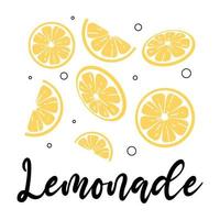 fatias de limão. estilo doodle. ilustração vetorial. conceito de limonada. limonada de limão.
