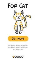 telas da loja de animais e aplicativo móvel. modelo de vetor de banner de menu para desenvolvimento de sites e aplicativos. modelos de pet shop para a loja. modelos para gatos.