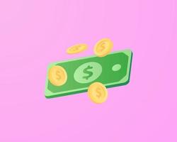 ilustrações de design de ícone 3d de dinheiro realista vetor