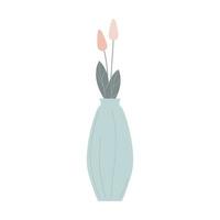 vaso com flores. a imagem isolada em um fundo branco. elemento de decoração de quarto minimalista. imagem estilizada. ilustração vetorial, desenhada à mão vetor