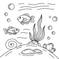 desenho vector aquário de peixes para colorir para criança