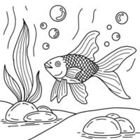 desenho vector aquário de peixes para colorir para criança