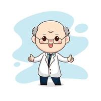 ilustração de professor ou cientista kawaii chibi desenho de personagem de desenho animado vetor