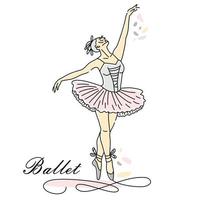bailarina de mulher de desenho de linha contínua na cor rosa. logotipo de tendência de dança. estilo de linha única.