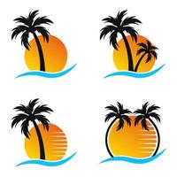 modelo de vetor livre de logotipo de verão, praia e ilha de palmeira