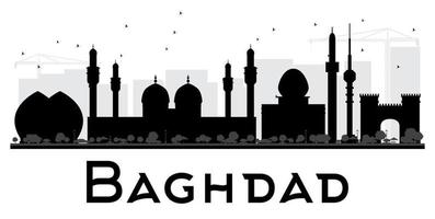 silhueta preto e branco do horizonte da cidade de Bagdá. vetor