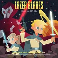 heróis e vilões da cena da ficção científica com espadas a laser vetor