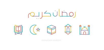 cartão islâmico ramadan kareem mubarak em vetor de caligrafia árabe. tipografia de vetor ramadan kareem. ilustração vetorial de férias do ramadã. caligrafia do ramadã na arte islâmica.