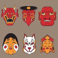 vetor de máscara japonesa é adequado para uso em adesivos de marca de roupas e outros