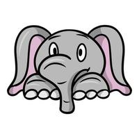 personagem fofa, elefante surpreso, emoções de elefante de desenho animado, ilustração vetorial em fundo branco vetor