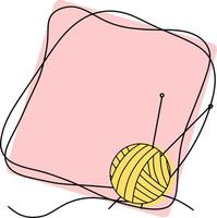moldura quadrada rosa com um espaço vazio para inserção, para bordado, tricô com bola e agulhas de tricô vetor