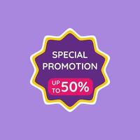 oferta especial banner desconto de 50 por cento. design de modelo de banner de venda, oferta especial de grande venda. banner de oferta especial de fim de temporada. ilustração vetorial. desconto de promoção especial. vetor