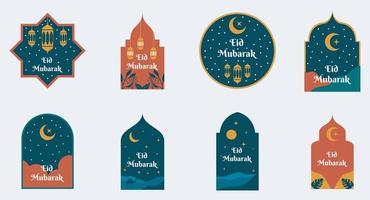 modelo de cartão islâmico moderno eid mubarak ramadan e pode usar para design de papel de parede, pôster, banner de mídia, plano de fundo e impressão. ilustração vetorial eid mubarak vetor