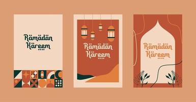 Ramadan Karim. modelo de cartão islâmico com ramadã para design de papel de parede. cartaz, banner de mídia. um conjunto de ilustrações vetoriais. vetor de coleção do ramadã.