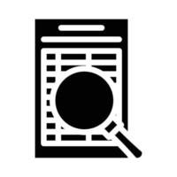 ilustração isolada de vetor de ícone de glifo de pesquisa de documento