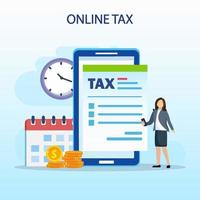 pagamento de impostos on-line, temporada de pagamento, conceito de tempo de imposto. estilo de modelo de vetor plano adequado para páginas de destino da web.