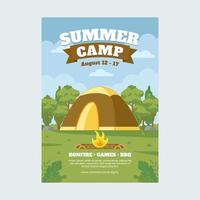 cartaz de acampamento de verão vetor