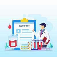 conceito plano de exame de sangue médico. análise de laboratório químico, consultório médico ou laboratório.