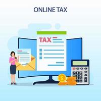 pagamento de impostos on-line, temporada de pagamento, conceito de tempo de imposto. estilo de modelo de vetor plano adequado para páginas de destino da web.