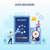 conceito de vetor plano de serviços de recuperação de dados, backup e proteção de dados, reparo de hardware.