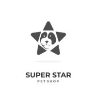 logotipo de ilustração de super estrela de pet shop vetor