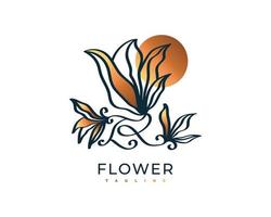 logotipo de flor elegante e minimalista, adequado para spa de beleza, salão de beleza, cosméticos, florista, joalheria ou marca da indústria da moda vetor