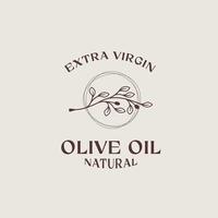 modelo de design de logotipo de ramo de oliveira, azeite, folha de oliveira, combinação de logotipo verde-oliva com bela tipografia vetor