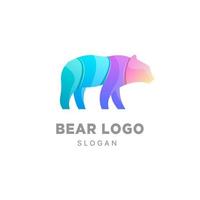 modelo colorido gradiente de design de logotipo de urso, panda fofo, ursinho de pelúcia vetor