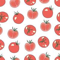 ilustração de tomates vermelhos maduros. ilustração colorida com comida. padrão de vetor sem costura