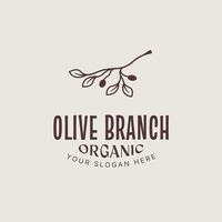 modelo de design de logotipo de ramo de oliveira, azeite, folha de oliveira, combinação de logotipo verde-oliva com bela tipografia vetor