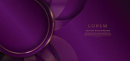 linhas douradas de luxo abstratas curvadas sobrepostas em fundo violeta. modelo de design de prêmio premium. vetor