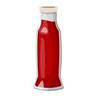 uma garrafa de vidro com ketchup. molho de tomate tradicional isolado em um fundo branco. ícone de desenho vetorial.
