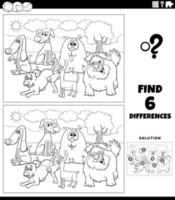jogo das diferenças com a página do livro para colorir dos desenhos animados vetor
