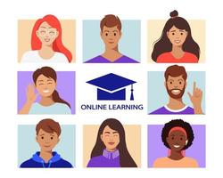 conceito de e-learning. educação on-line, educação em casa. conceito de cursos ou tutoriais na web vetor