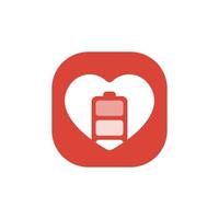 vetor de ícone de saúde da bateria. símbolo do logotipo do coração de carregamento