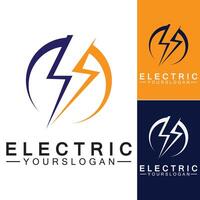 modelo de design de logotipo de eletricidade relâmpago trovão vetor