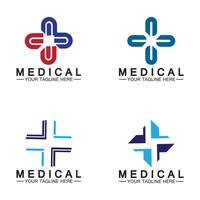 Modelo de vetor de logotipo médico cruz e farmácia de saúde