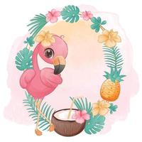 adorável pequena ilustração de flamingo vetor