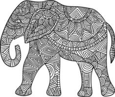 mandala de elefante para colorir para adultos vetor
