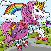 ilustração de desenho animado colorido princesa unicórnio vetor